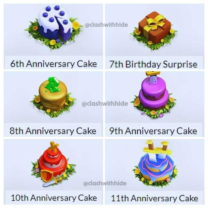 clash of clans all anniversary cakes