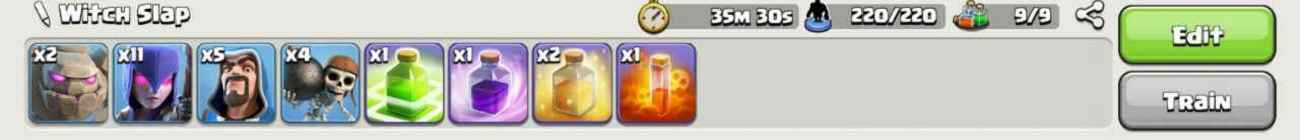 Town Hall 9 Witch Slap Troops Combination